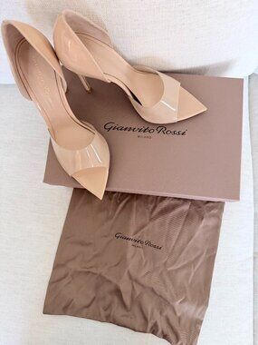 Gianvito Rossi Bree Leather and PVC peep-toe Pumps - Glass Nude - Size 37.5